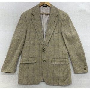 Kilgour French Stanbury Blazer Sports Jacket Mens 40 Beige Check Made In USA